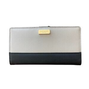 Kate Spade New York Laurel Way Neda Continental Snap Wallet Chalk Black Leather